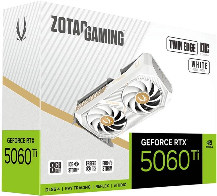 Відеокарта Zotac PCI-Ex GeForce RTX 5060 Ti GAMING Twin Edge OC White 8GB GDDR7 (128bit) (2602/28000) (HDMI, 3 x DisplayPort) (ZT-B50610Q-10M) - зображення 2