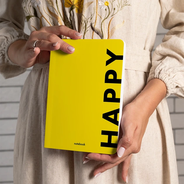Блокнот ORNER Happy А5 144 аркуші у клітинку Жовтий - Фото 11 Блокнот ORNER Happy А5 144 аркуші у клітинку Жовтий - зображення 11