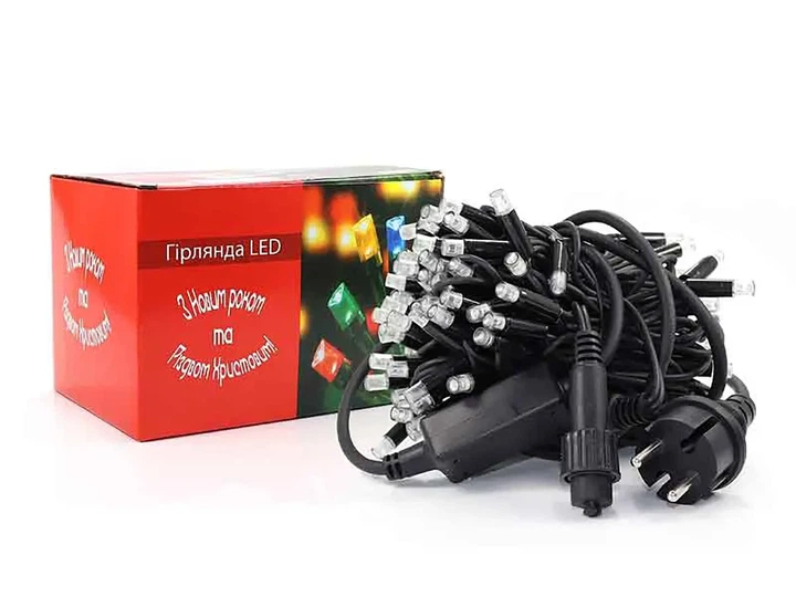 Гирлянда уличная 10м черный провод LED мерцающая белая 220 В 100 Вт - Фото 2 Гирлянда уличная 10м черный провод LED мерцающая белая 220 В 100 Вт - изображение 2