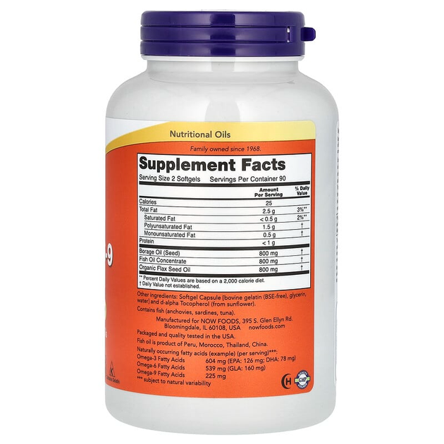 Риб'ячий жир NOW Foods, Super Omega 3-6-9, 1200 мг, 180 гельових капсул - Фото 2 Риб'ячий жир NOW Foods, Super Omega 3-6-9, 1200 мг, 180 гельових капсул - зображення 2