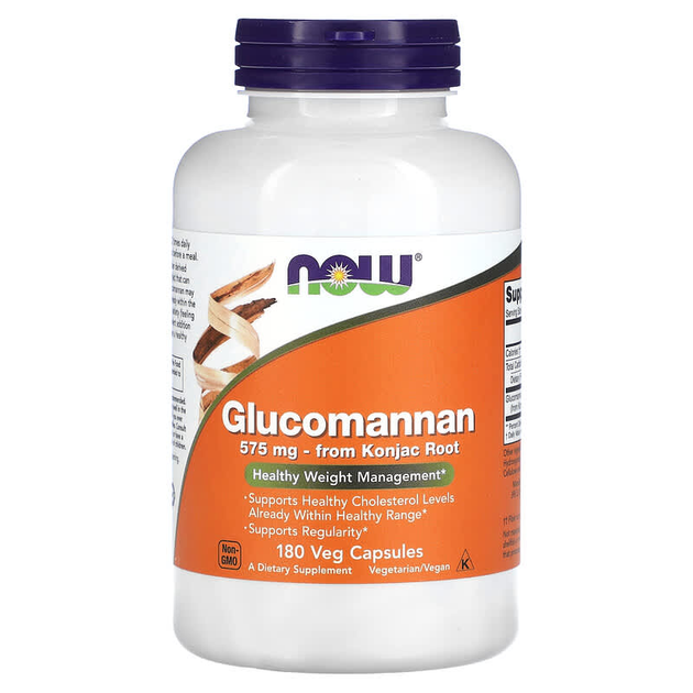 Глюкоманнан NOW Foods "Glucomannan" з кореня конжака для контролю ваги, 575 мг (180 рослинних капсул) - Фото 1 Глюкоманнан NOW Foods "Glucomannan" з кореня конжака для контролю ваги, 575 мг (180 рослинних капсул) - зображення 1
