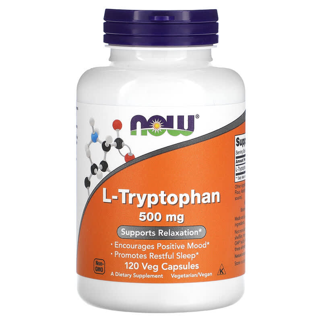L-Триптофан NOW Foods "L-Tryptophan" поддержка нервной системы, 500 мг (120 капсул) - Фото 1 L-Триптофан NOW Foods "L-Tryptophan" поддержка нервной системы, 500 мг (120 капсул) - изображение 1