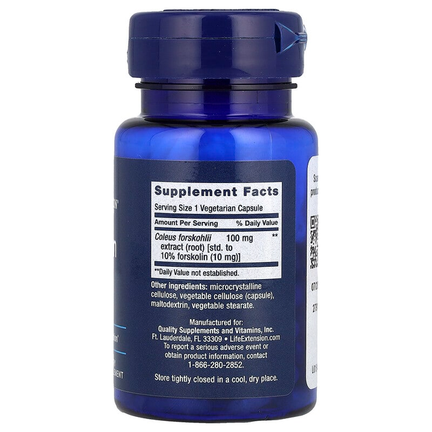 Форсколин Life Extension "Forskolin" экстракт колеуса форсколии для поддержки клеточной функции, 10 мг (60 вегетарианских капсул) - изображение 2