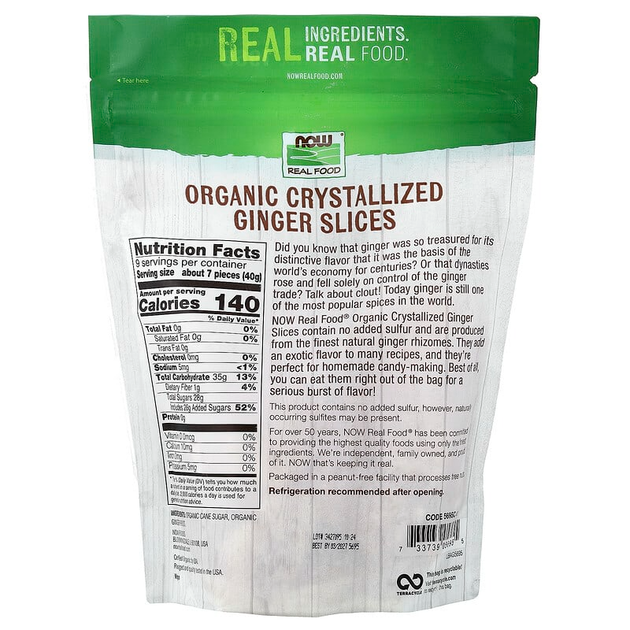 Засахаренные кусочки имбиря NOW Foods, Real Food "Organic Crystallized Ginger Slices" (340 г) - изображение 2