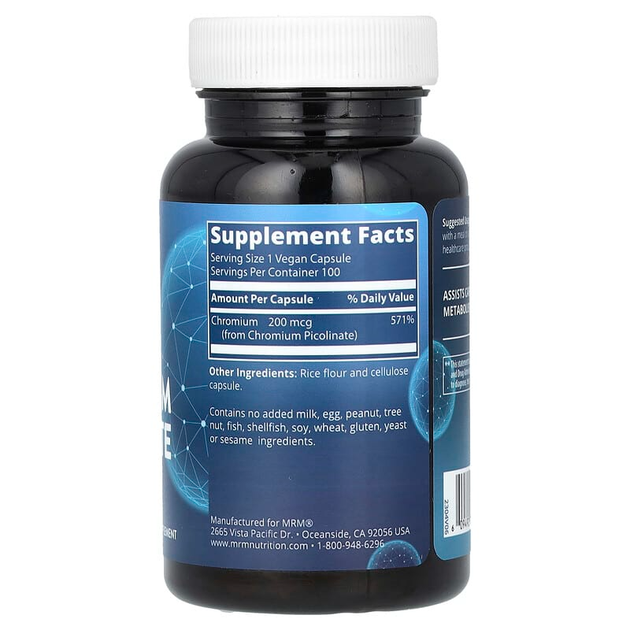 Пиколинат хрома MRM, Nutrition "Chromium Picolinate" 200 мкг (100 веганских капсул) - изображение 2