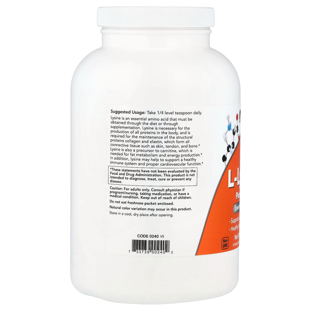 L-Лизин в порошке NOW Foods "L-Lysine" (454 г) - изображение 3