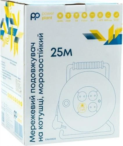 Подовжувач мережевий на котушці PowerPlant, 4 розетки, 25 м, Grey (EX610525) - зображення 5