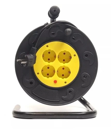 Подовжувач мережевий на котушці PowerPlant, 4 розетки, 20 м, Black (PPRA10M200S4) - зображення 2