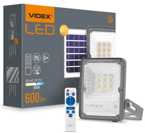Прожектор LED, Videx, Grey, 20 Вт, 600 Лм, 5000K, сенсорний, сонячна панель (VL-FSO-205-S) - зображення 4