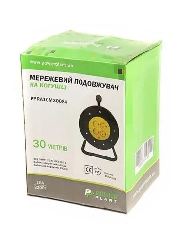 Подовжувач мережевий на котушці PowerPlant, 4 розетки, 30 м, Black (PPRA10M300S4) - зображення 4