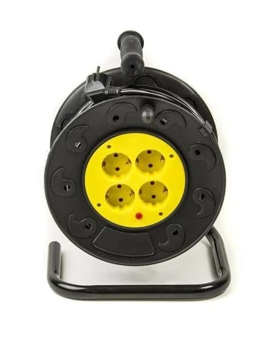 Подовжувач мережевий на котушці PowerPlant, 4 розетки, 40 м, Black (PPRA10M40S4L) - зображення 3