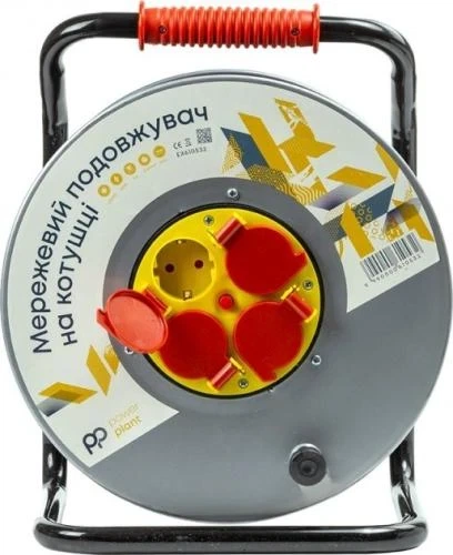 Подовжувач мережевий на котушці PowerPlant, 4 розетки, 40 м, Grey (EX610532) - Фото 2 Подовжувач мережевий на котушці PowerPlant, 4 розетки, 40 м, Grey (EX610532) - зображення 2