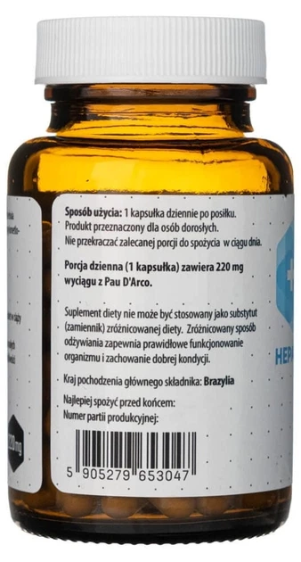 Дієтична добавка Hepatica Pau d'Arco Екстракт кори мурашиного дерева 90 капсул HEP047 (5905279653047) - зображення 2