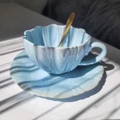 Чашка с блюдцем Blue pearl, 240 мл - Фото 3 Чашка с блюдцем Blue pearl, 240 мл - изображение 3