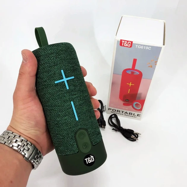 Беспроводная Bluetooth колонка TG619C с FM-радио, USB и TF портативная колонка Зеленая 3746 - изображение 8