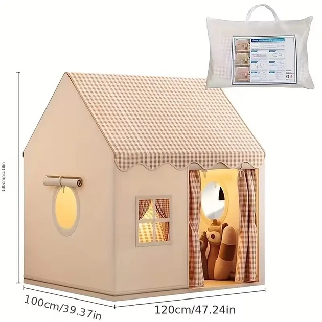 Дитячий ігровий кімнатний намет-будиночок Home 120×100×130 см бежевий для дому та вулиці - зображення 5