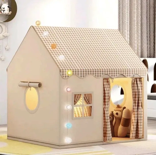Дитячий ігровий кімнатний намет-будиночок Home 120×100×130 см бежевий для дому та вулиці - зображення 7