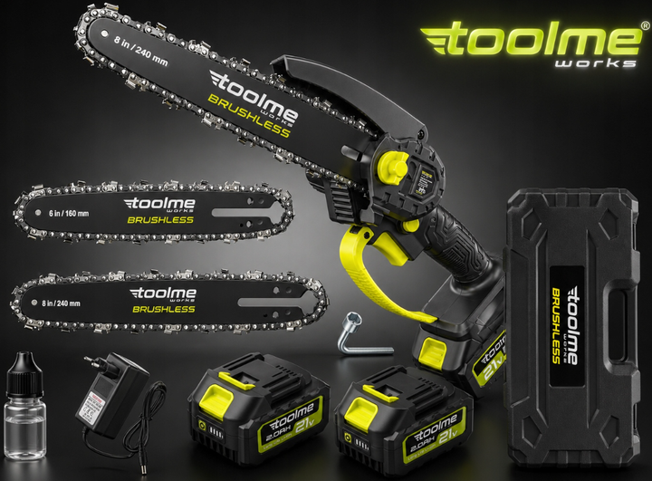 Акумуляторна ланцюгова пилка Toolme BRUSCHLESS 900Вт - Фото 3 Акумуляторна ланцюгова пилка Toolme BRUSCHLESS 900Вт - зображення 3