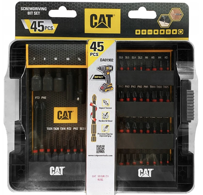 Набір біт CAT DA01902 45 шт (6943475863753) - Фото 1 Набір біт CAT DA01902 45 шт (6943475863753) - зображення 1