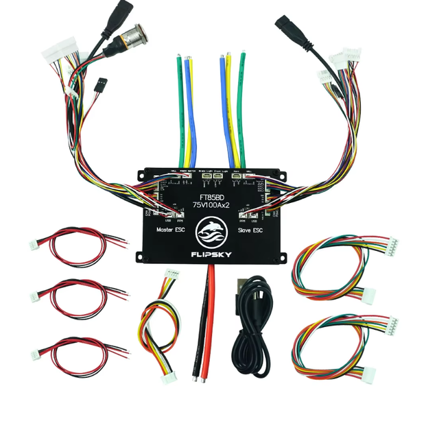 Контроллер FLIPSKY FT85BD 75V 100A×2 Dual ESC для моторов BLDC с датчиками Холла и робототехники - изображение 2
