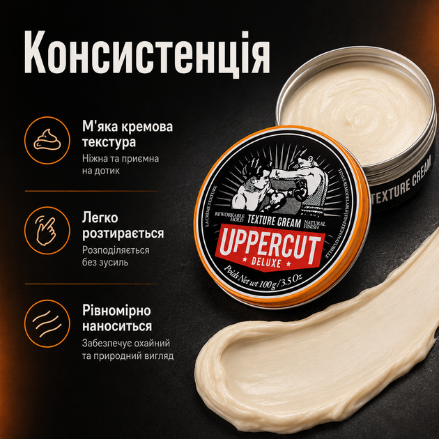 Крем для текстурування волосся Uppercut Deluxe Texture Cream 100 г середня фіксація стайлінг для об’єму, матового ефекту - зображення 2