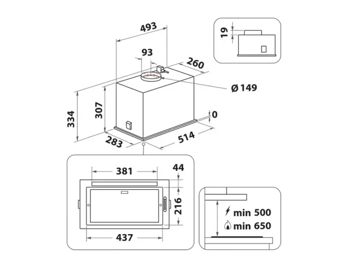 Витяжка вбудована Whirlpool WCT3 64 FLB X - изображение 3
