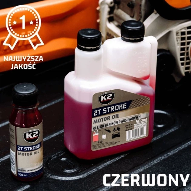 Олива моторна K2 2T STROKE MOTOR OIL RED 100 мл K2 - Фото 4 Олива моторна K2 2T STROKE MOTOR OIL RED 100 мл K2 - зображення 4