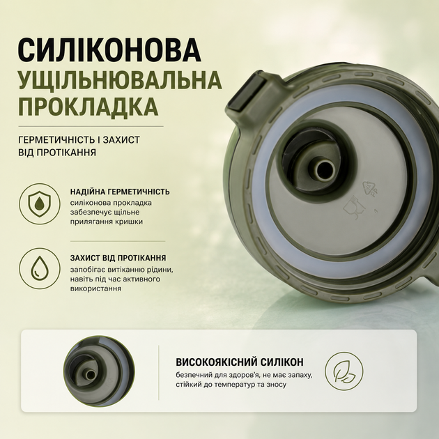 Спортивная бутылка для воды 1 л (1000 мл) с соломинкой Tritan Зеленая. Ударопрочная эко бутылка без BPA - изображение 5