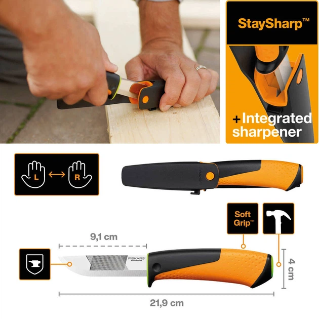 Ніж Fiskars для важких робіт з точилом (156018) 1023619 - изображение 2
