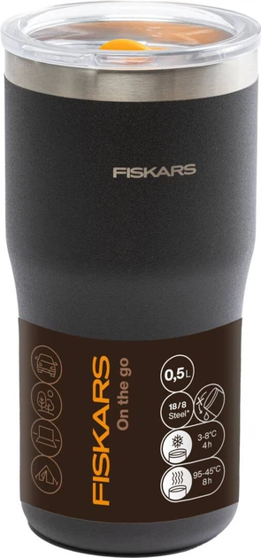 Термокухоль Fiskars On-the-go 0.5 л, колір чорний (1078762) - зображення 3