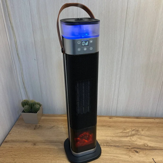 Тепловентилятор керамический Portable Fan Heater HQN218-28QD с увлажнителем воздуха 1500 Вт LED дисплеем сенсорным управлением эффектом пламени черный - изображение 9