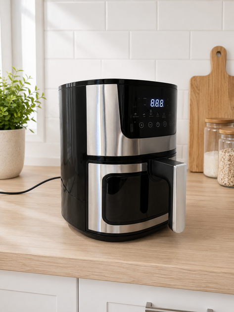 Аерогриль Rainberg 4200Вт 8л безмасляна аерофритюрниця Air Fryer для м’яса риби овочів та домашньої випічки - зображення 2