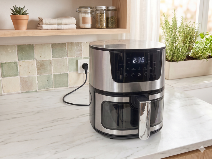 Аерогриль Rainberg 4200Вт 8л безмасляна аерофритюрниця Air Fryer для м’яса риби овочів та домашньої випічки - зображення 6