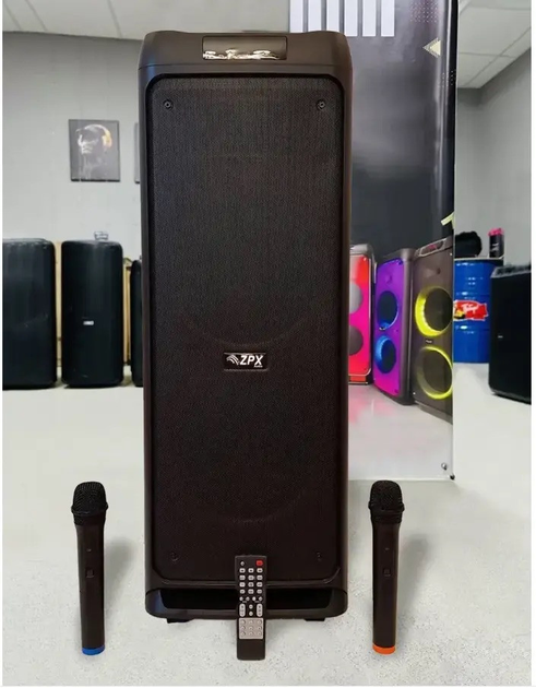 Акустическая система ZPX 400Вт 2×8" динамики Bluetooth колонка с микрофонами для вечеринок и караоке - изображение 3