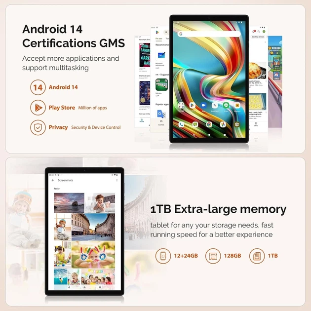 Планшет 10'' Full HD FLYCOAY M820-ЕЭЗ (12+24)/128Gb / 8 ядер / Android 14 / 8000 мАч / Серый (102026287) - Б/У - изображение 3