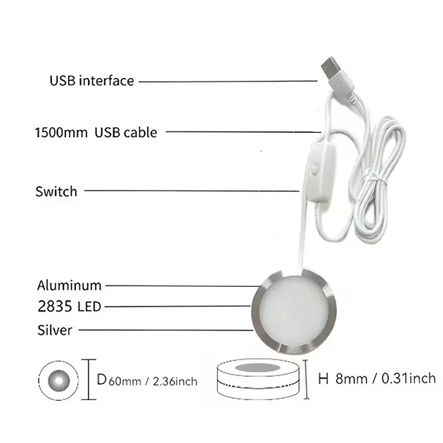 LED-підсвітка 5V для 3D світильників, сумісна з Bambu Lab LED Lamp Kit 001, тепле біле світло - зображення 2