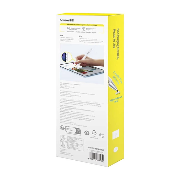 Стилус Baseus Smooth Writing 3 3-in-1 Magnetic White (P80080801211-00) - изображение 8