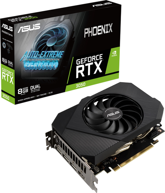 Відеокарта GeForce RTX 3050 8GB Asus Phoenix (PH-RTX3050-8G) Б/В - Фото 1 Відеокарта GeForce RTX 3050 8GB Asus Phoenix (PH-RTX3050-8G) Б/В - зображення 1
