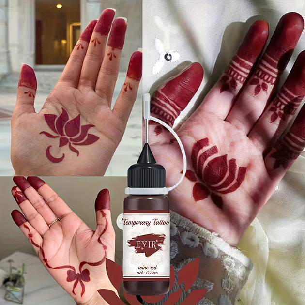 Хна для тимчасового тату EYIR Temporary Tattoo, колір Бордовий, 15 мл - зображення 2