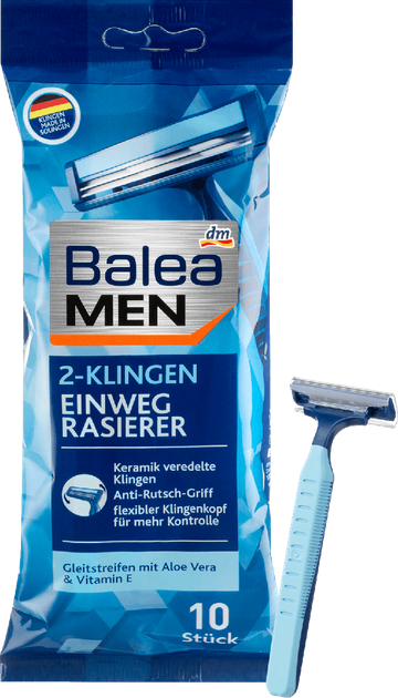 Станки для гоління чоловічі Balea men (2 леза) 10 шт. - Фото 1 Станки для гоління чоловічі Balea men (2 леза) 10 шт. - зображення 1