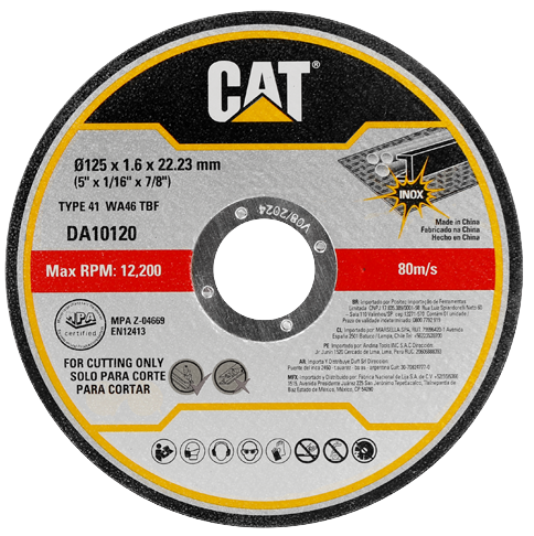 Диск для різання металу CAT DA10120 125 x 22.2 мм 10 шт (6943475896362) - Фото 1 Диск для різання металу CAT DA10120 125 x 22.2 мм 10 шт (6943475896362) - зображення 1
