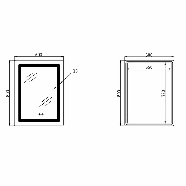Зеркало Lidz Kubis (KU2) 600х800, с LED-подсветкой Touch, антизапотеванием, диммером и часами (SD00055404) - Фото 2 Зеркало Lidz Kubis (KU2) 600х800, с LED-подсветкой Touch, антизапотеванием, диммером и часами (SD00055404) - изображение 2