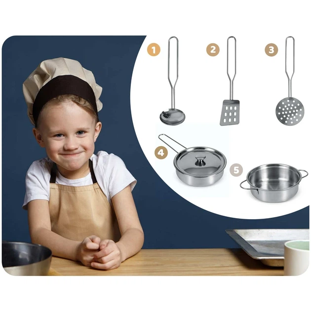 Дерев'яна дитяча кухня XXL Ricokids 7836 з посудом та аксесуарами 129×98×30 см Біла Польща - Фото 9 Дерев'яна дитяча кухня XXL Ricokids 7836 з посудом та аксесуарами 129×98×30 см Біла Польща - зображення 9