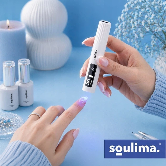 Портативна UV/LED лампа для нігтів Soulima 27771 MINI 3W LCD USB-C з тримачем акумуляторна