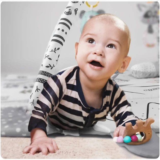 Развивающий интерактивный коврик Ricokids Boho 3в1 с дугами и игрушками 100×110 см. Польша - изображение 3