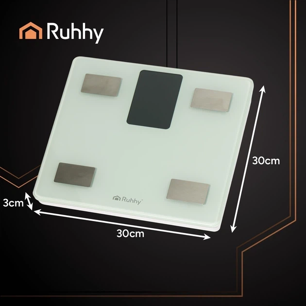 Смарт-весы Ruhhy 20676 до 226 кг с Bluetooth и анализом состава тела BMI, LCD-дисплей, диагностические весы Белые - изображение 8