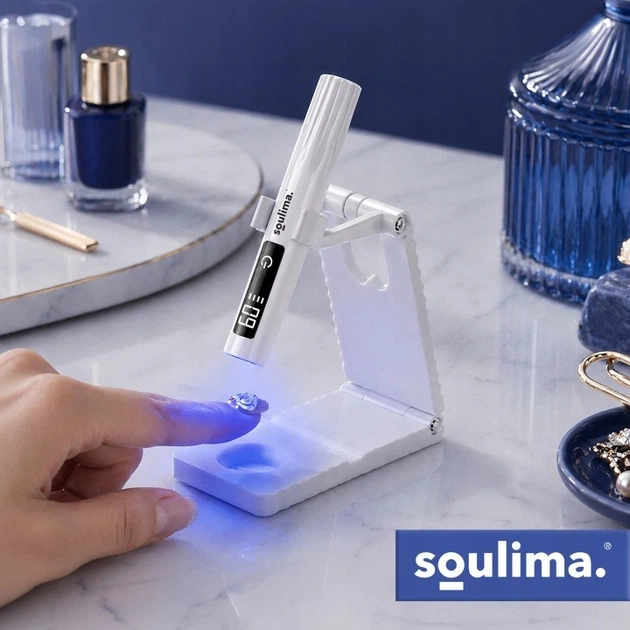 Лампа для манікюру Soulima 27771 акумуляторна UV/LED лампа з LCD-дисплеєм, USB-C та тримачем для гель-лаку й педикюру - зображення 4