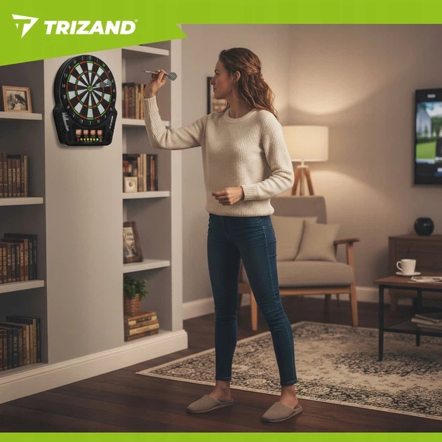 Електронний дартс Trizand 26307 набір для гри в дротики з 4 LED-дисплеями для 1–16 гравців + 6 дротиків та звукові ефекти для дому та клубу - Фото 4 Електронний дартс Trizand 26307 набір для гри в дротики з 4 LED-дисплеями для 1–16 гравців + 6 дротиків та звукові ефекти для дому та клубу - изображение 4