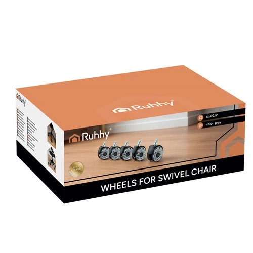 Колеса для офисного и геймерского кресла Ruhhy 25280 бесшумные ролики PU на подшипниках 2.5" комплект 5 шт 11×22 мм Серые - Фото 8 Колеса для офисного и геймерского кресла Ruhhy 25280 бесшумные ролики PU на подшипниках 2.5" комплект 5 шт 11×22 мм Серые - изображение 8