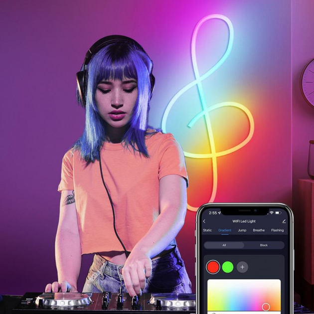 Світлодіодна стрічка 10 мз пультом та керуванням через додаток LED Neon RGB USB - зображення 5